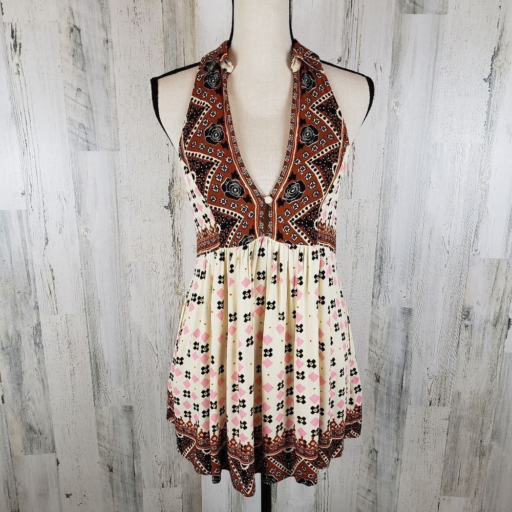 Free People Charlotte Halter Babydoll Top Sz XS